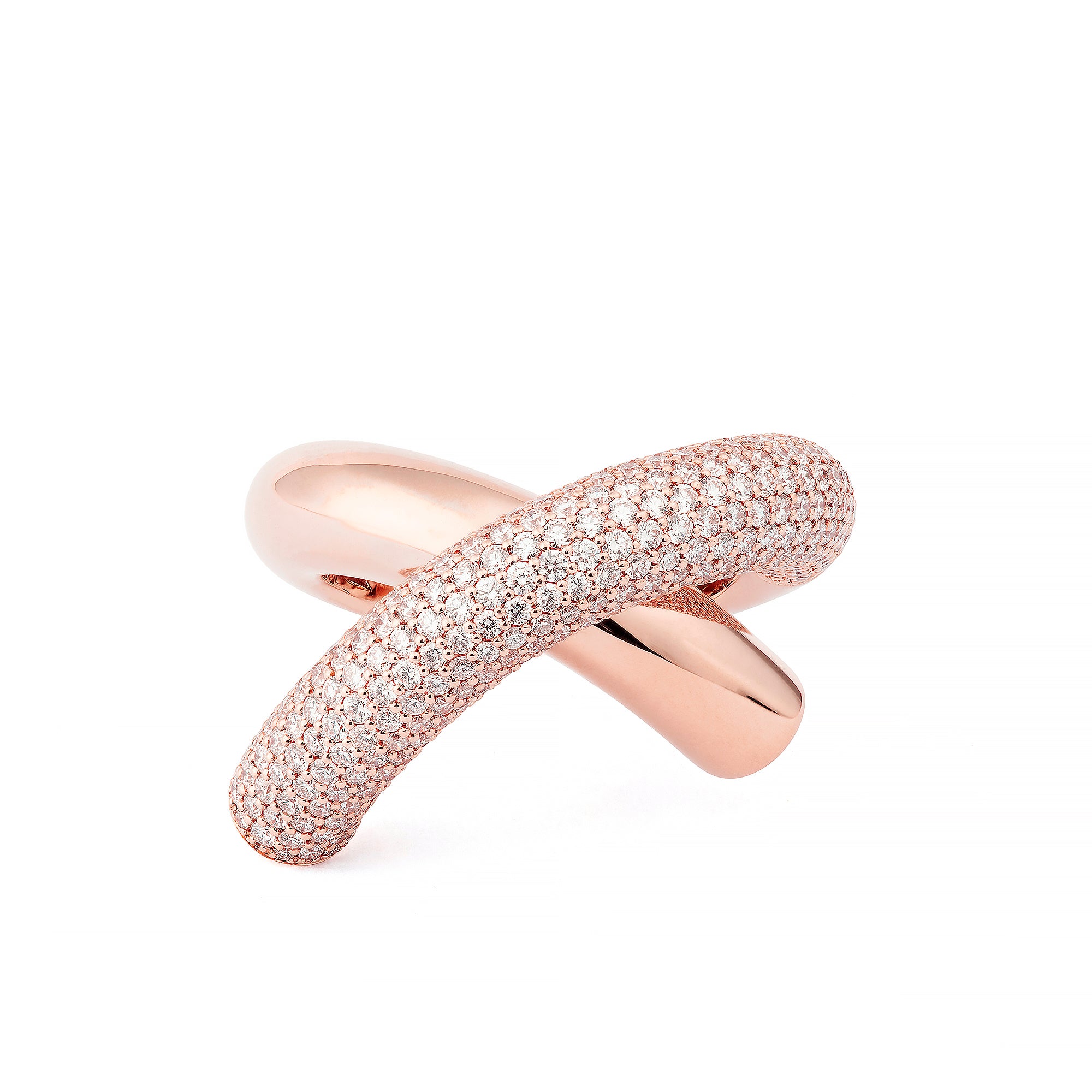 Cross Loop Ring Half Pave Big