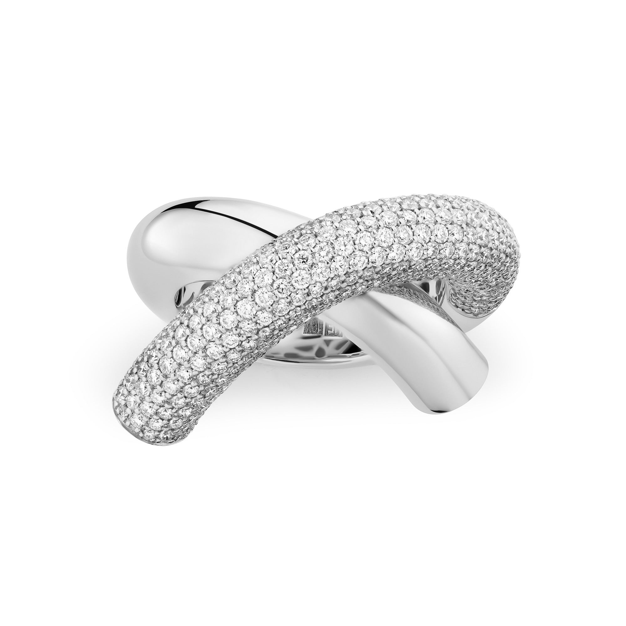 Cross Loop Ring Half Pave Big