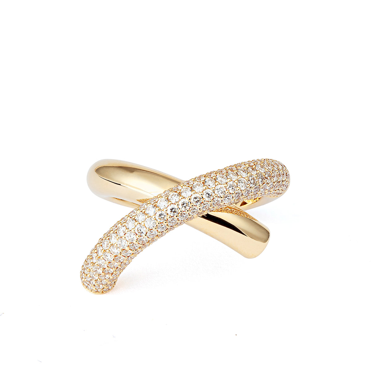 Cross Loop Ring Half Pave Medium | Diamond Ring | Engelbert