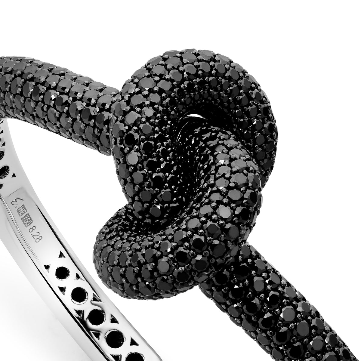 Legacy Knot medium cuff with black diamonds